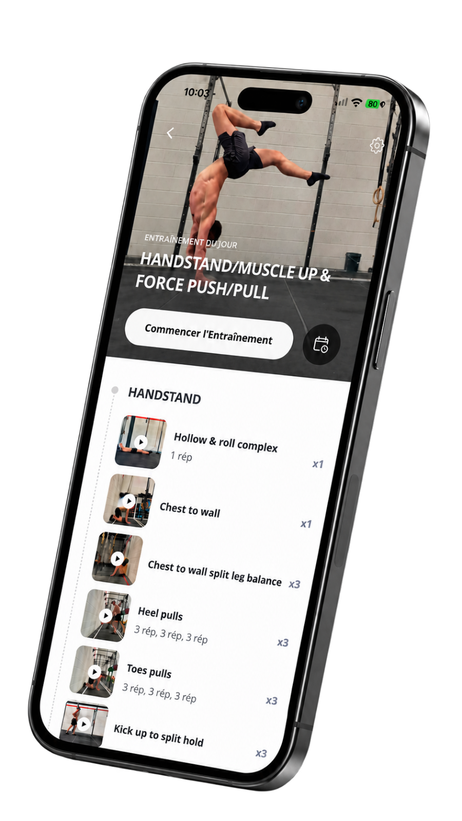L'application de coaching : entraînement du jour, exercices en vidéo, séries et répétitions
